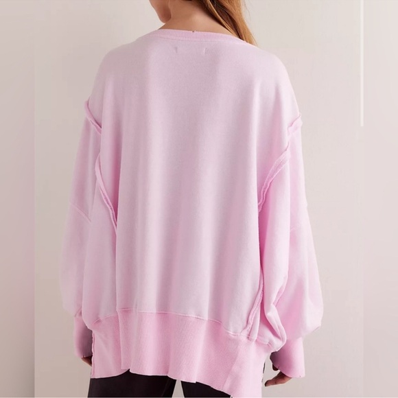 FREE PEOPLE CAMDEN Pink Tulle OVERSIZED PULLOVER Sweatshirt We the Free - Picture 5 of 8